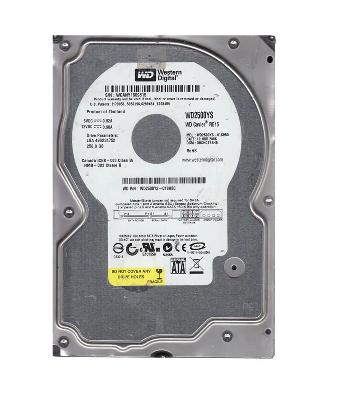 Western Digital 250GB 7200RPM SATA 3Gb/s 3.5-in HDD