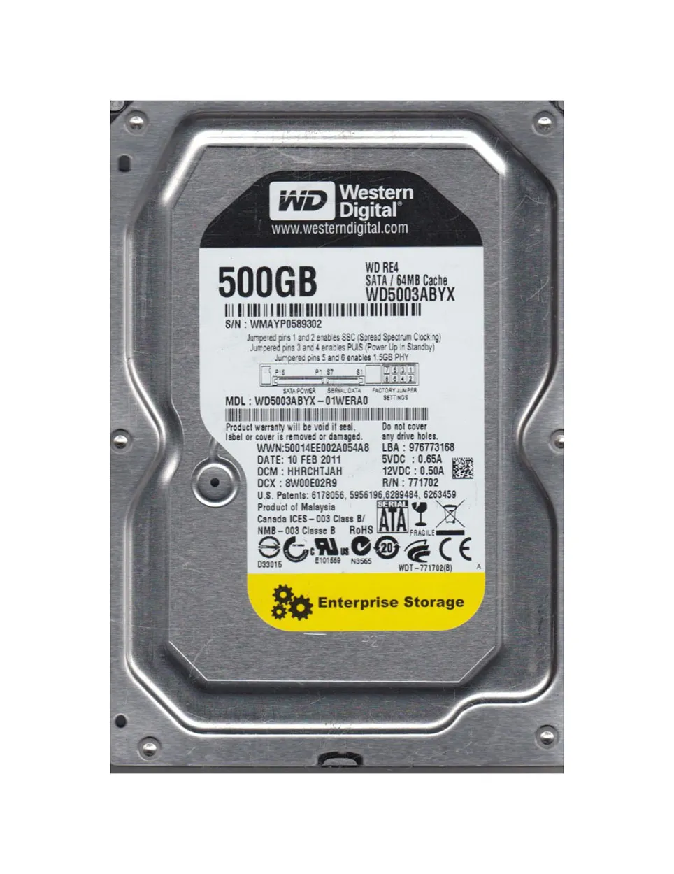 WD 500GB 7200RPM SATA 3Gb/s 3.5-in HDD