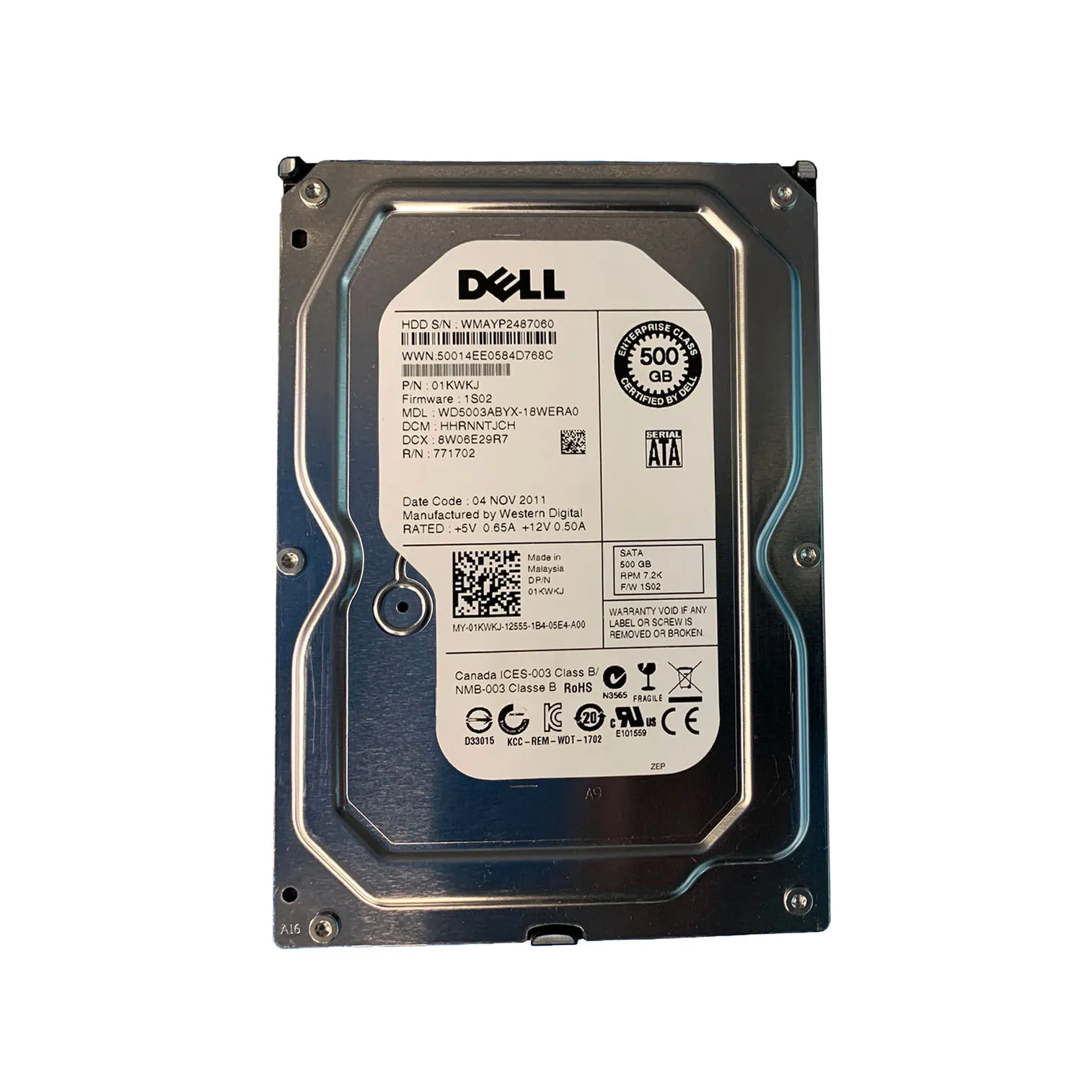WD 500GB 7200RPM SATA 3Gb/s 3.5-in HDD